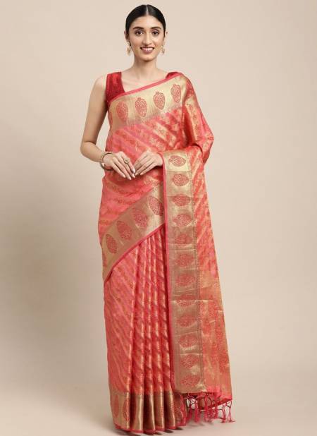 Red Colour Natasha Krishna New Ethnic Wear Exclusive Organza Saree Collection 2003